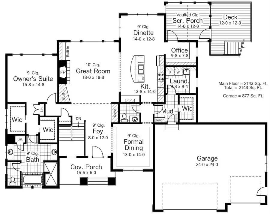 Craftsman Layout with a Spacious Great Room Centerpiece