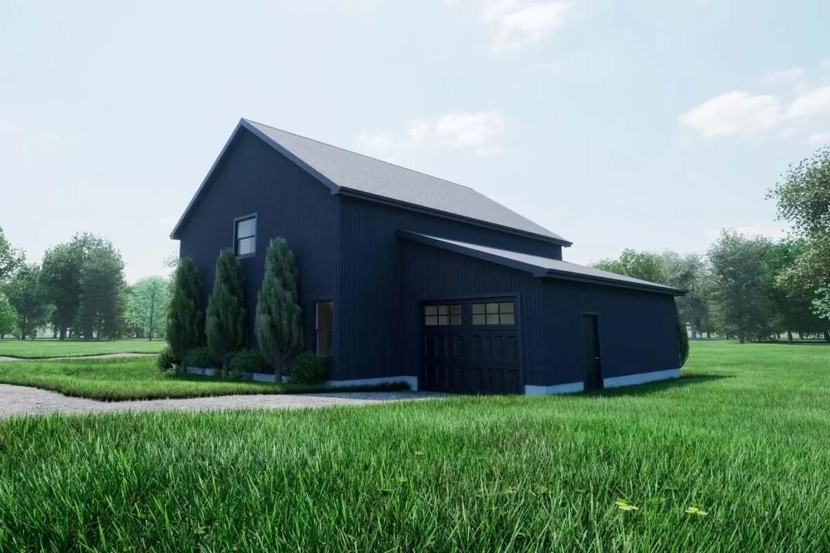 Check Out the Sleek Black Barn-Style Garage