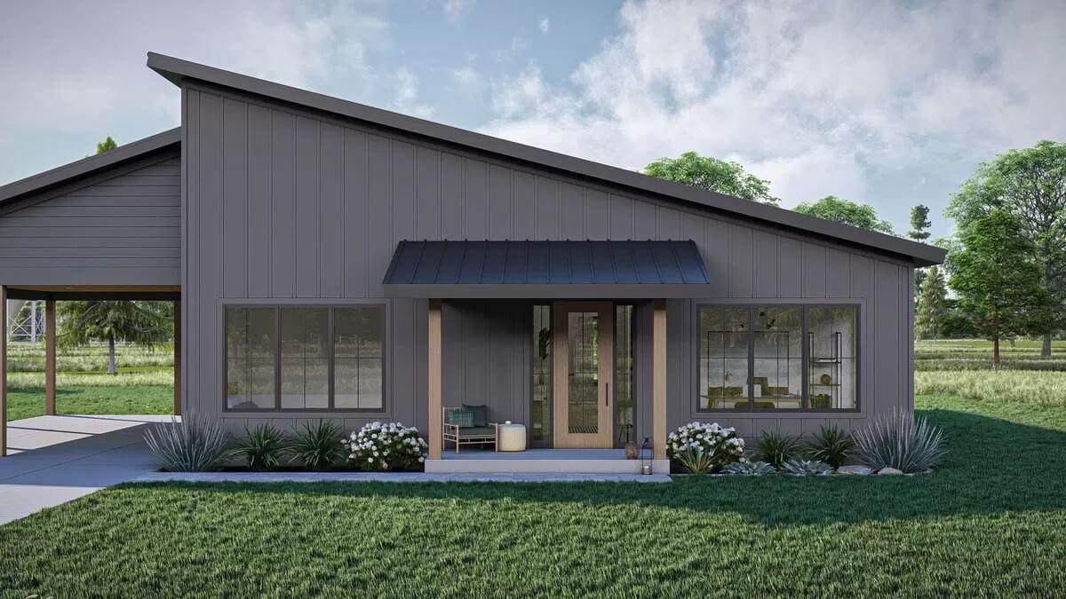 Wow, That Dark Facade on This Farmhouse Really Stands Out