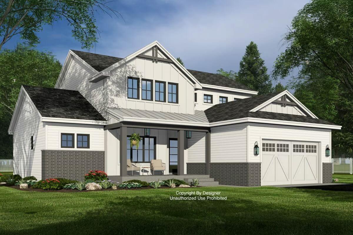 Charming Farmhouse Exterior with Classic Gable Roof