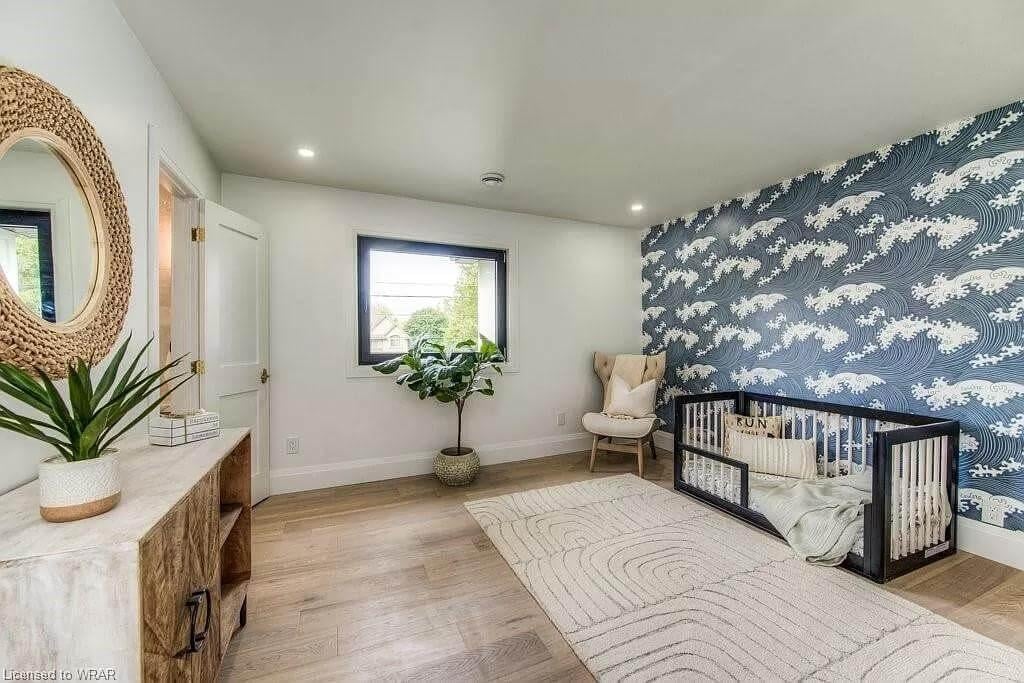 Playful Nursery with Bold Wave Wallpaper