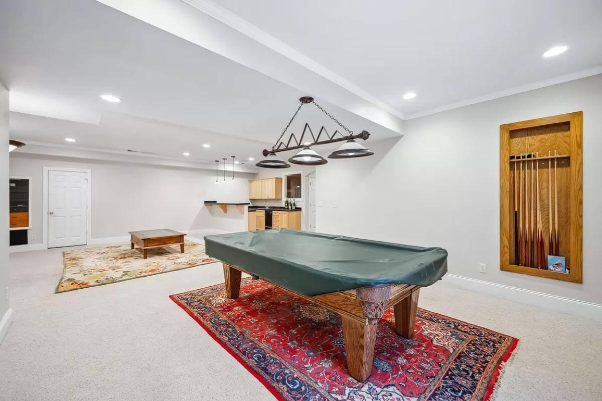 Discover the Classic Charm of This Games Room with Vintage Pool Table