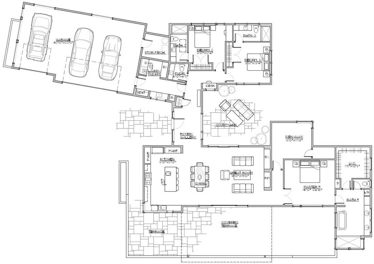 Spacious Main Floor Layout with Versatile Courtyard for Outdoor Living