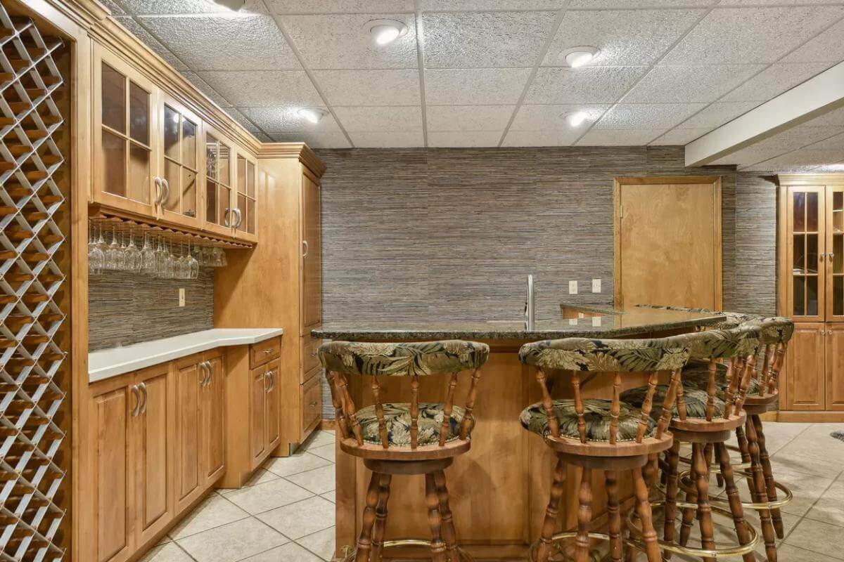 Notice the Rustic Charm of This Basement Bar Area