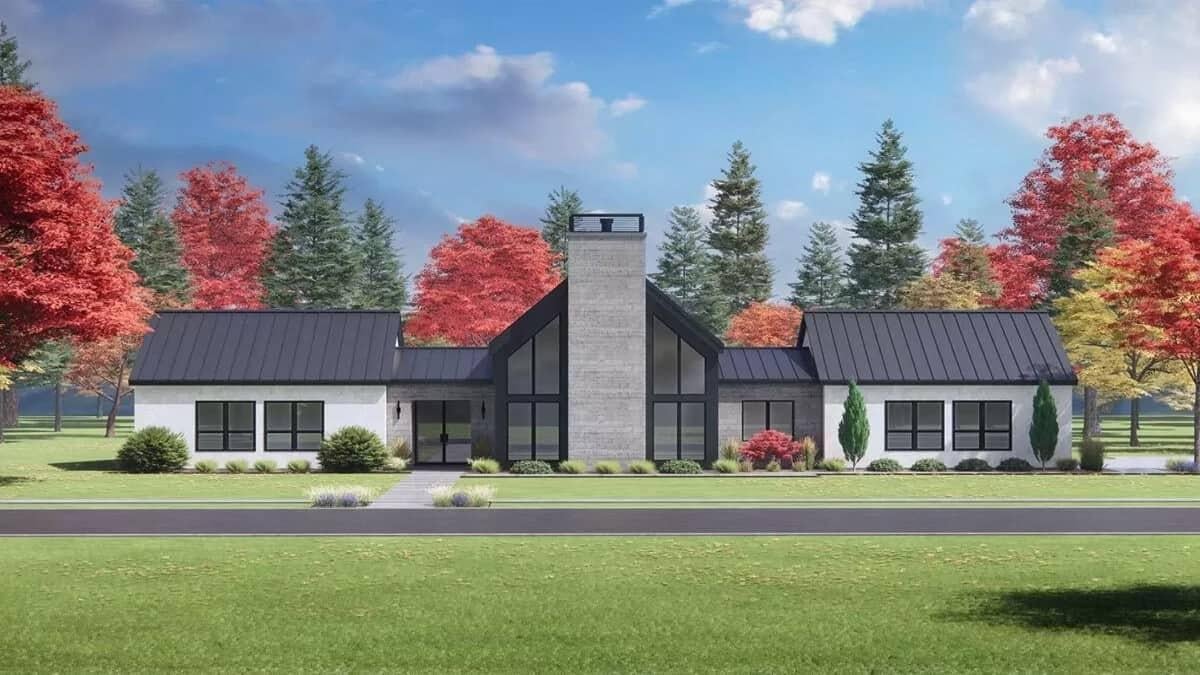 Stunning Contemporary Home with Dramatic Central Chimney