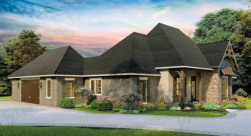 Stunning Rooflines and Stonework in a Craftsman-Inspired Facade