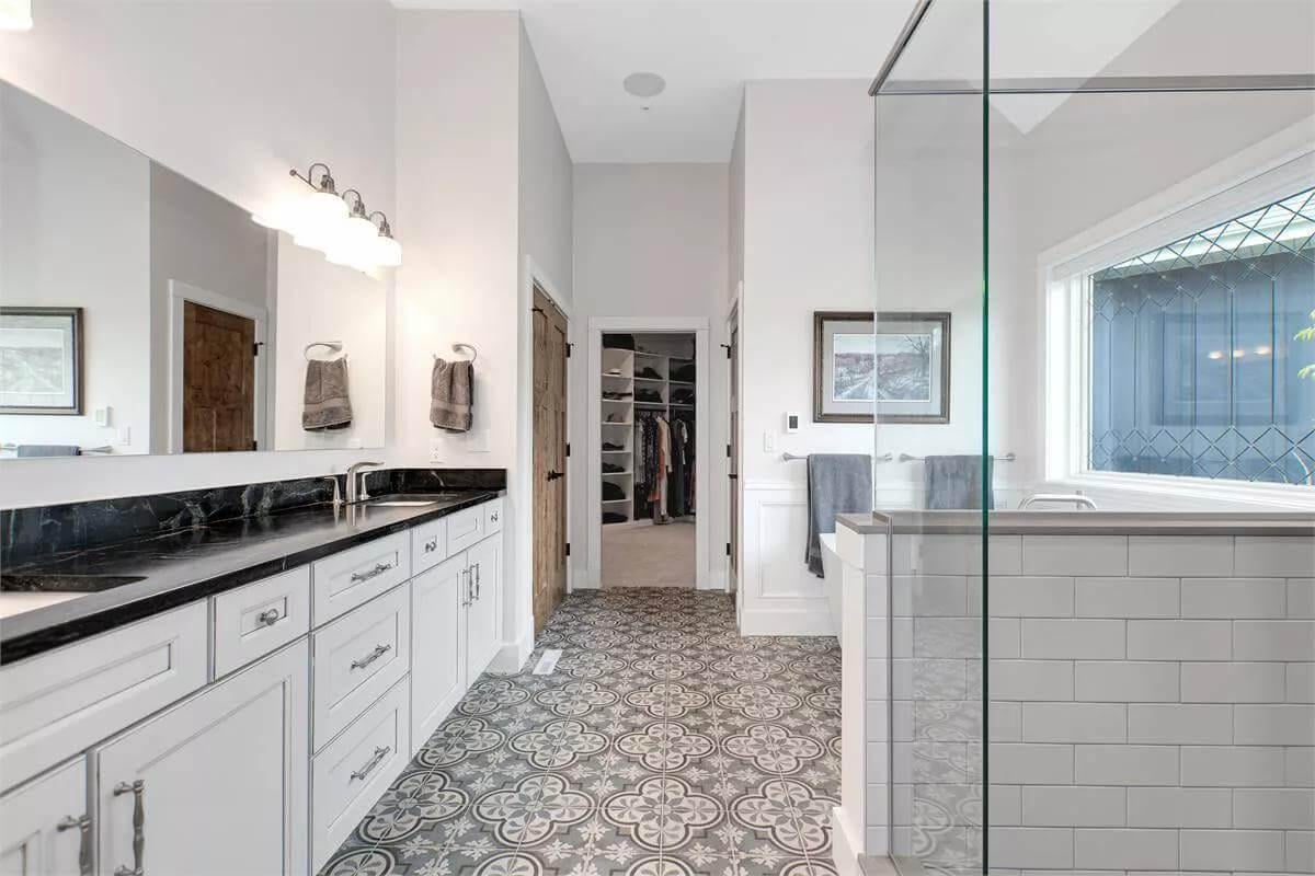 Those Patterned Floor Tiles Make This Bathroom Pop