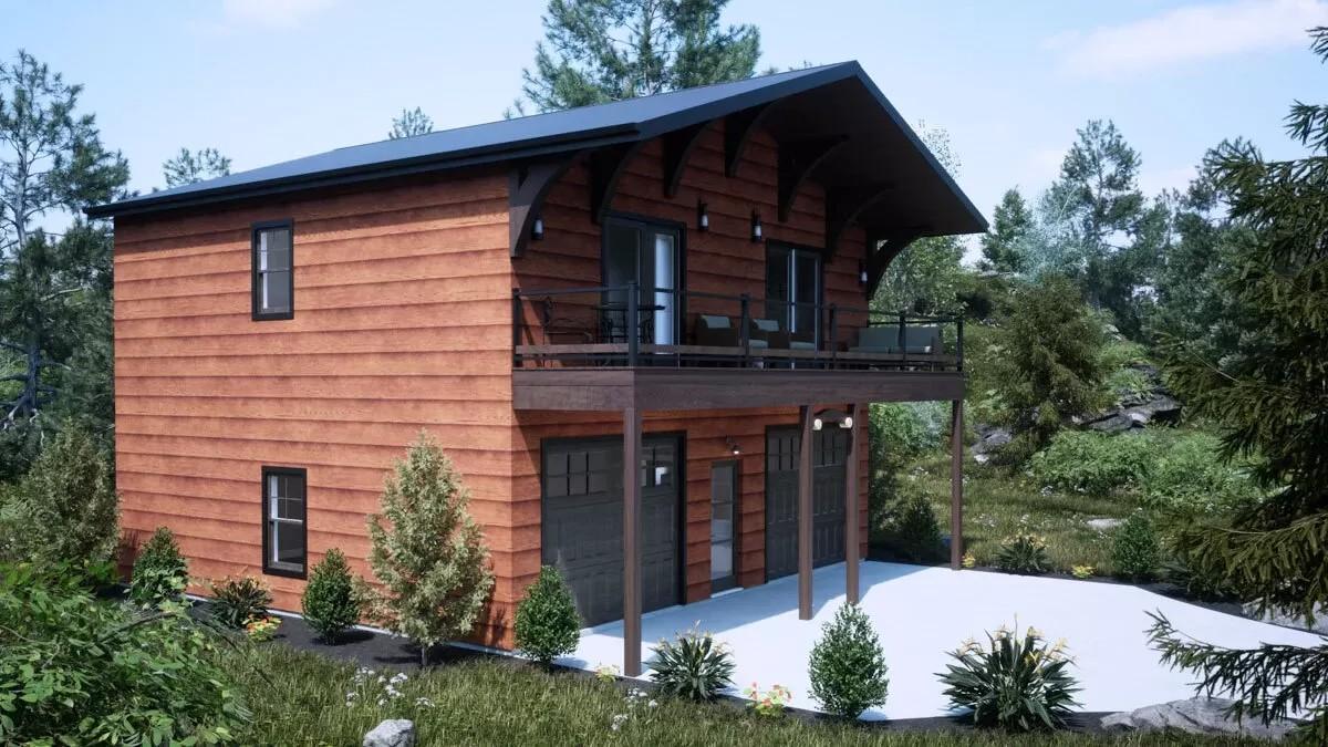 Dual Garage Doors and a Balcony Perfect for Forest Views