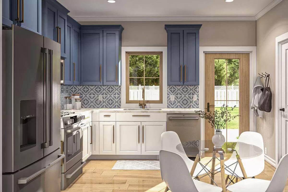 Look at Those Blue Cabinets Adding a Bold Touch to This Craftsman Kitchen