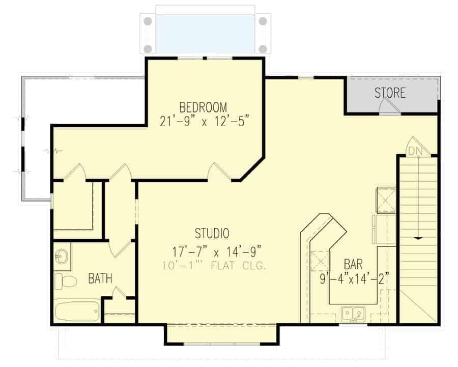 Explore This Versatile Studio with a Handy Bar Area