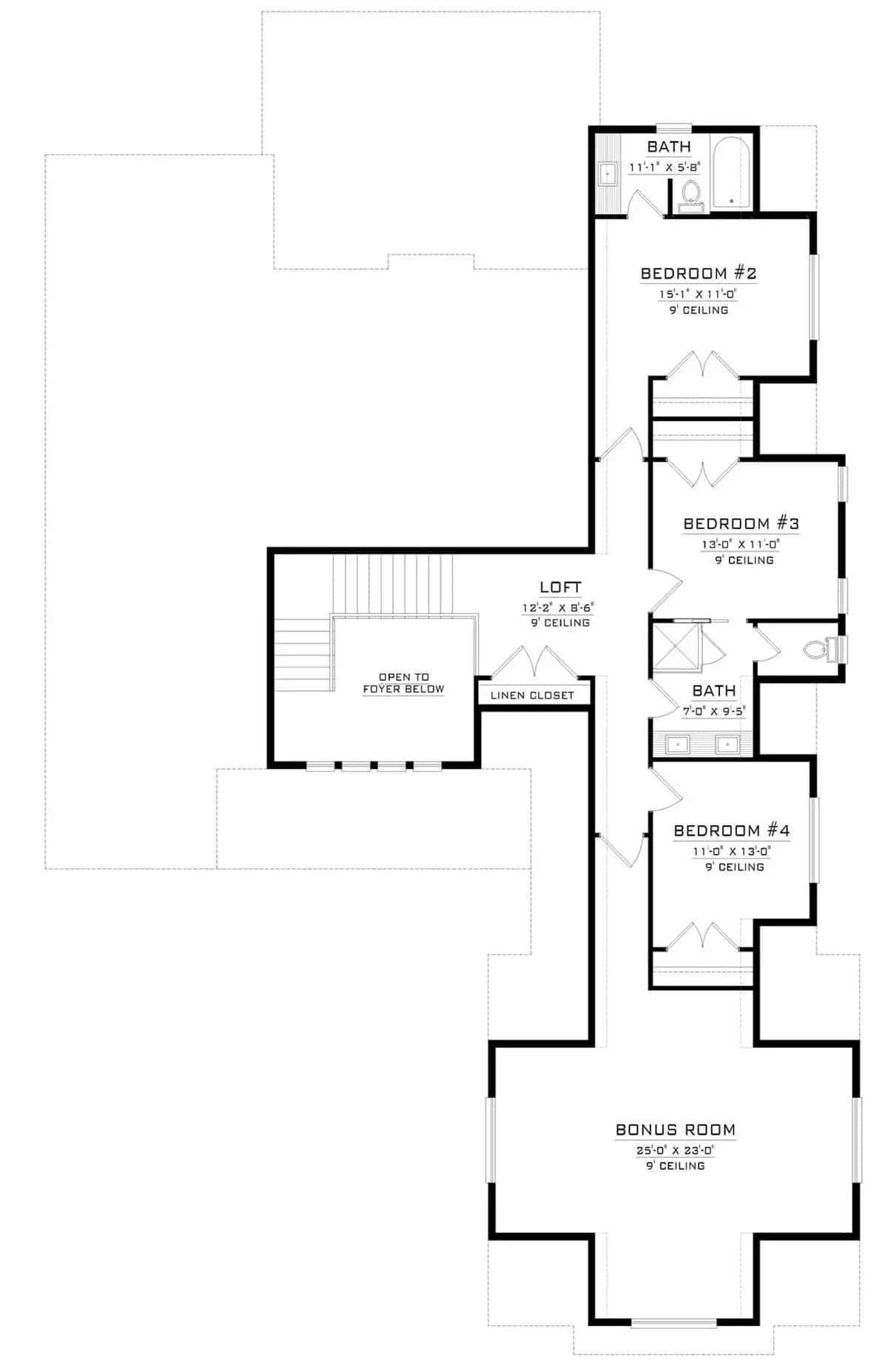Explore the Versatile Bonus Room in This Upper Floor Layout