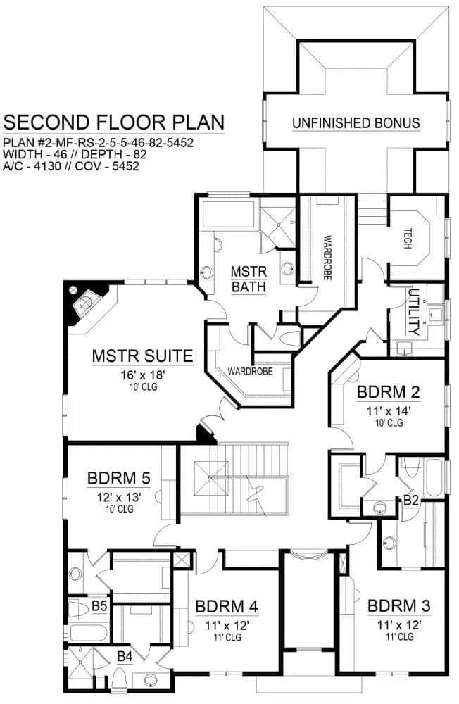Exploring the Second Floor: Versatile Layout with Unfinished Bonus Room