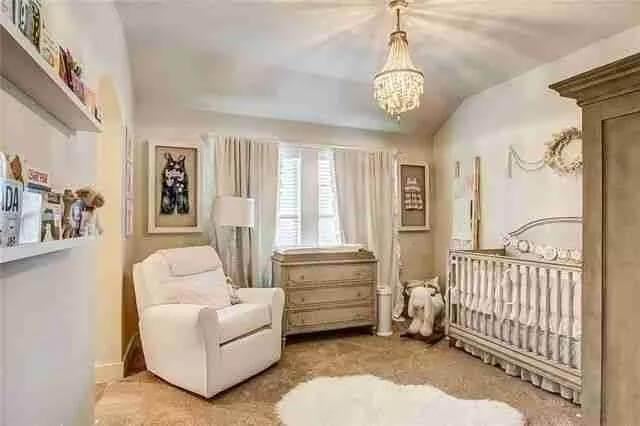 Adorable Nursery with a Crystal Chandelier