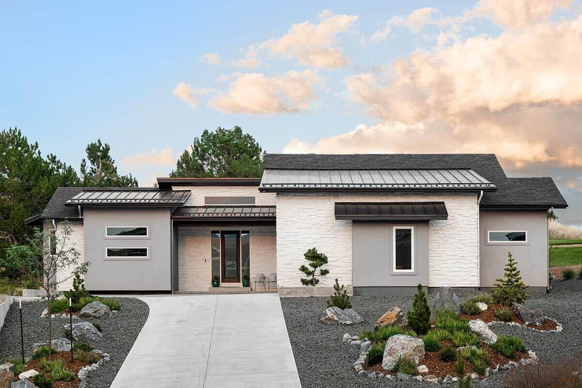 Modern Ranch-Style Home with Striking Stone Facade