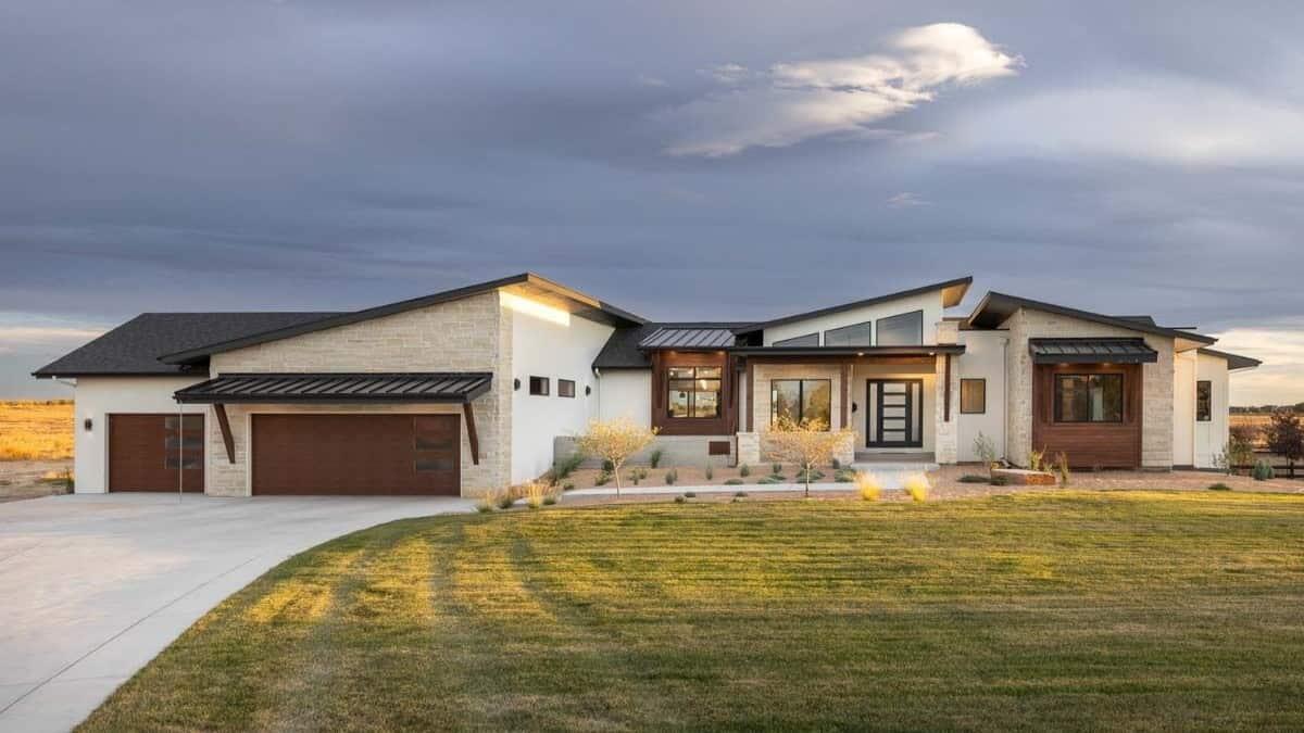 Contemporary Ranch Home with Striking Angular Rooflines