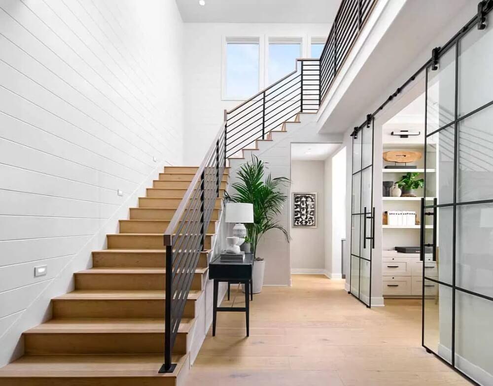 Check Out the Sleek Glass Doors and Modern Stairway Design