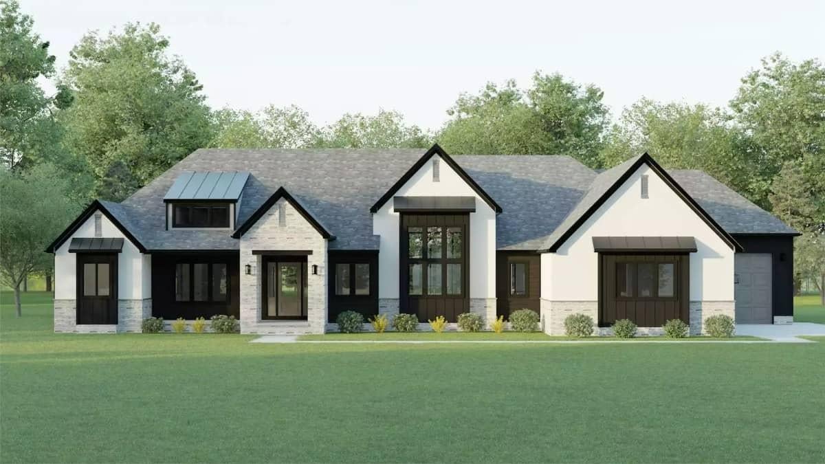Classic Ranch Exterior with a Striking Gable Roof Design