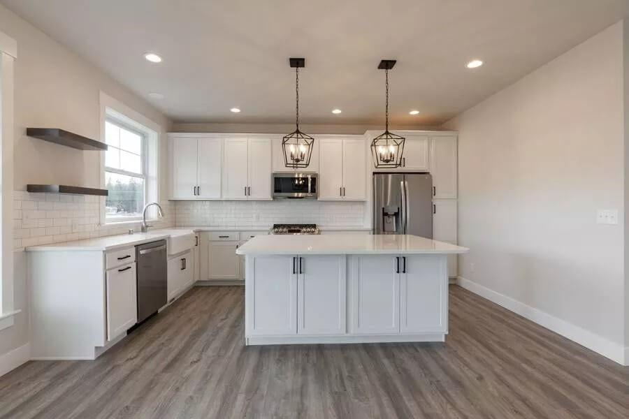 Explore the Floating Shelves in This Bright Craftsman Kitchen