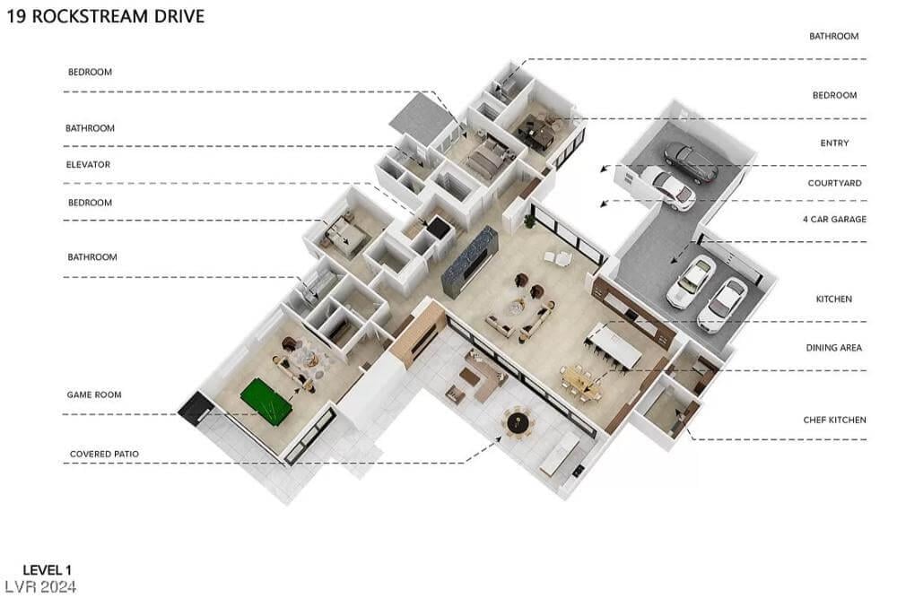 Explore the Spacious Layout Featuring a Four-Car Garage and Game Room