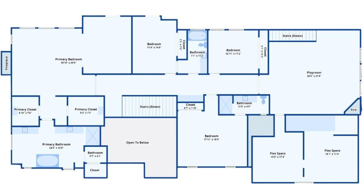 Upstairs Layout with Spacious Primary Suite and Playroom