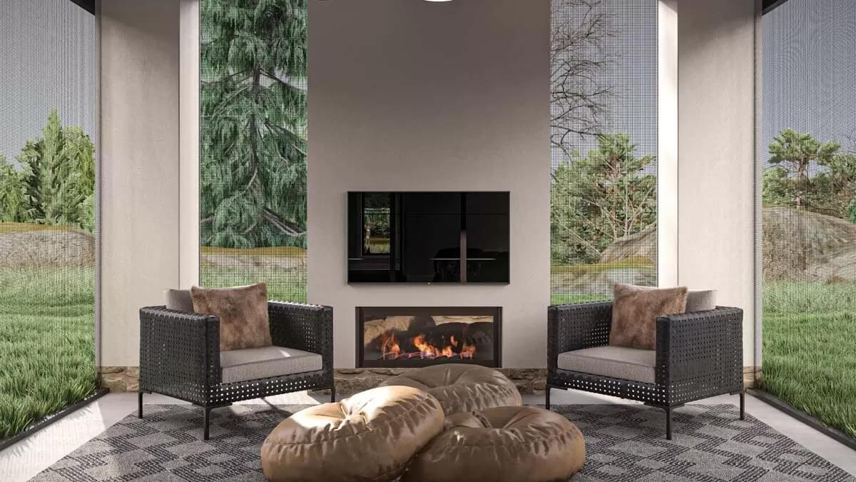 Look at This Cozy Nook with Panoramic Views and a Modern Fireplace