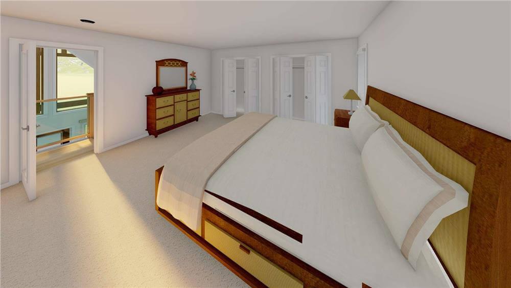 Explore This Craftsman Bedroom with Its Clean Layout and Walkout Balcony