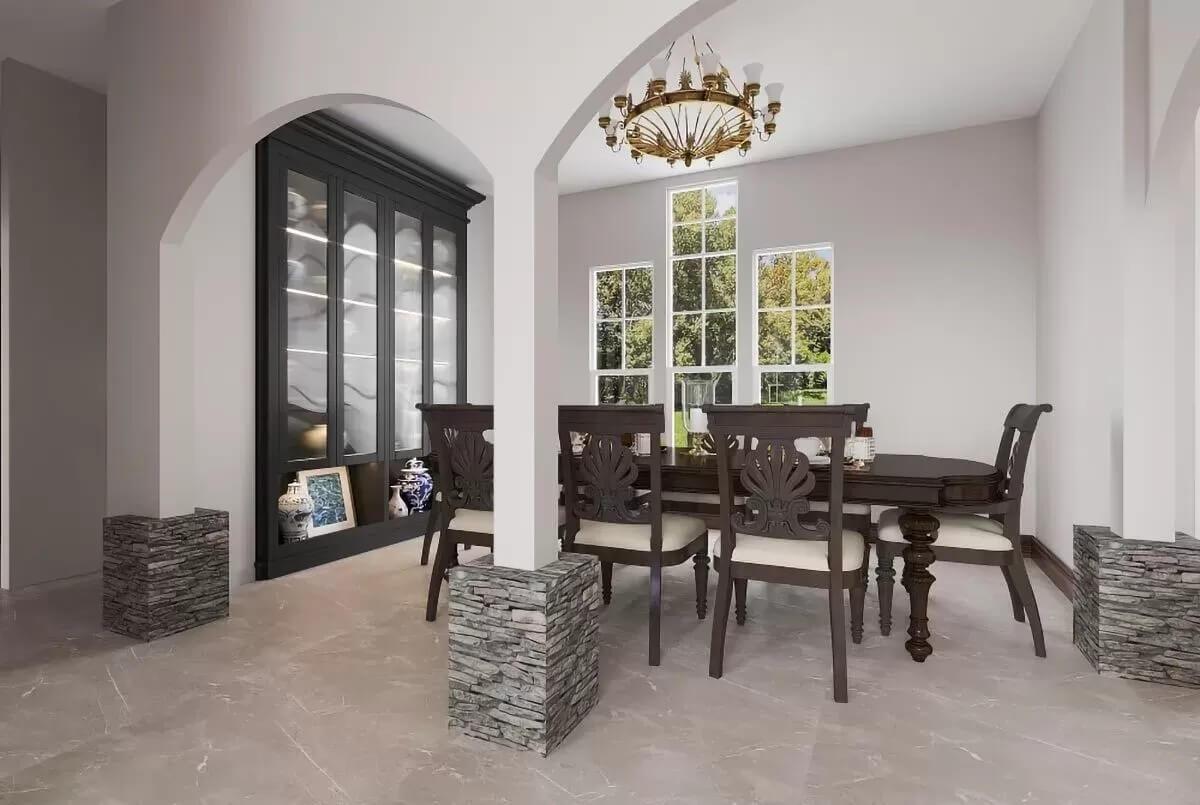 Check Out the Built-In Cabinet Lighting in This Elegant Dining Room