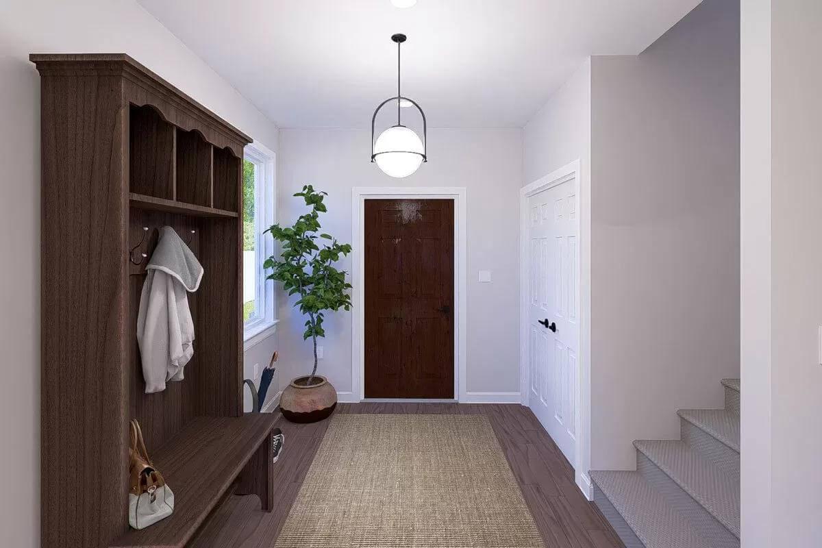 Well-Lit Entryway with Practical Built-In Storage Bench
