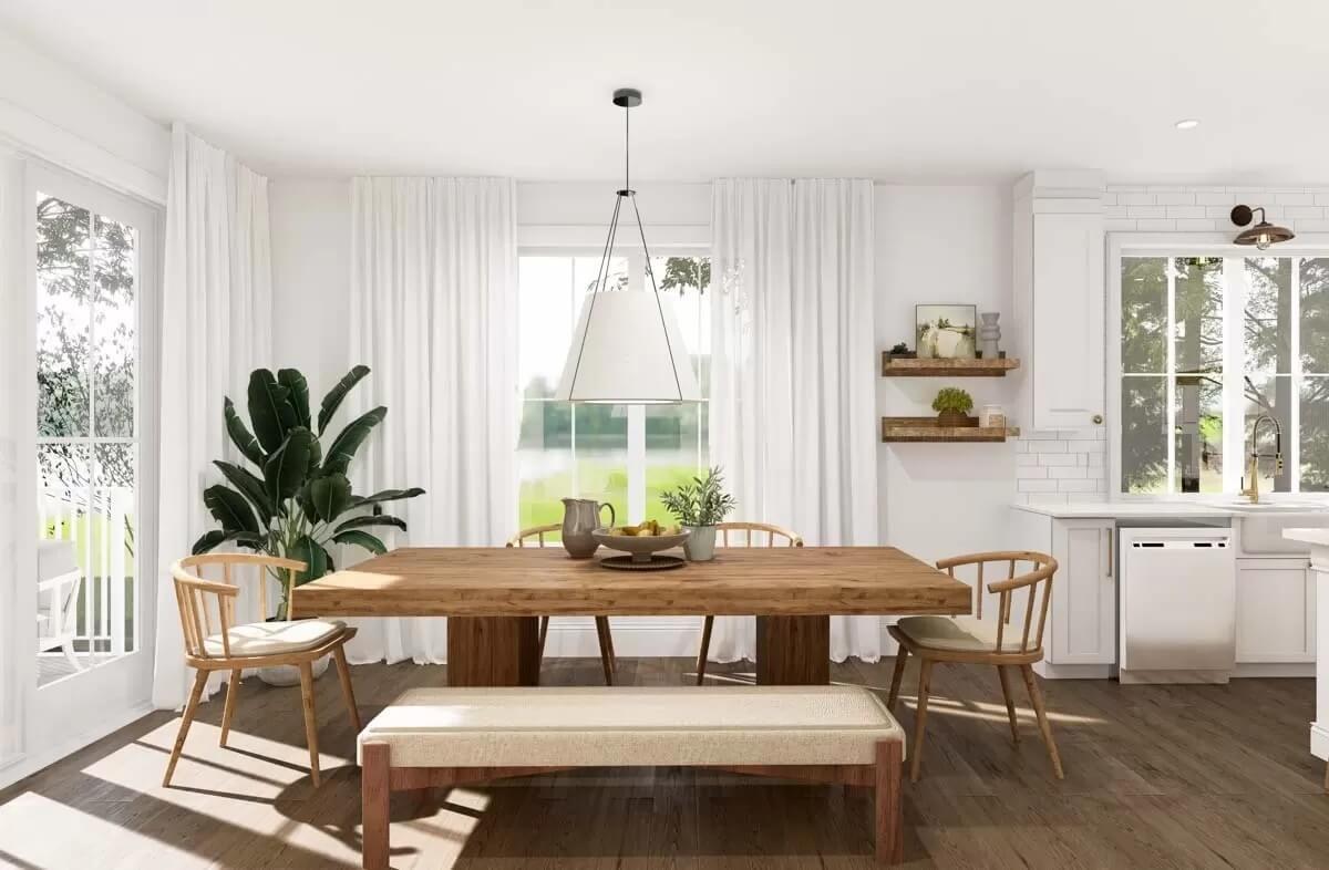 Notice the Generous Use of Natural Wood in This Inviting Dining Area