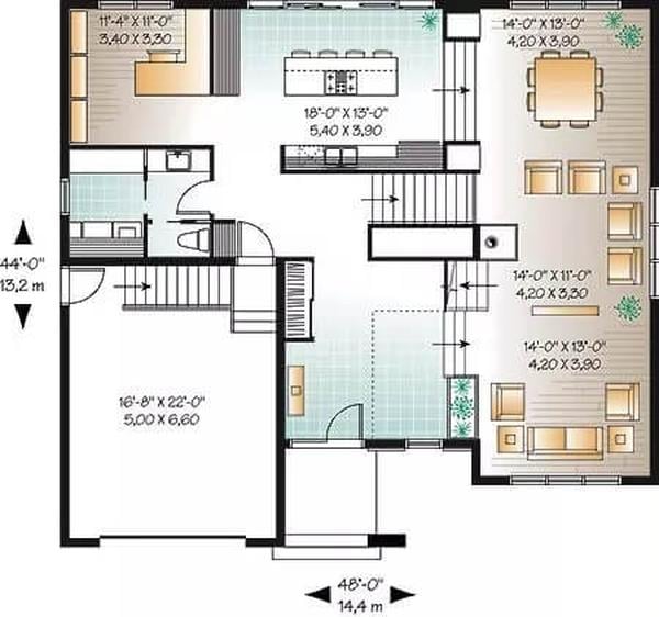 Open-Concept Layout with a Centrally Located Kitchen Island
