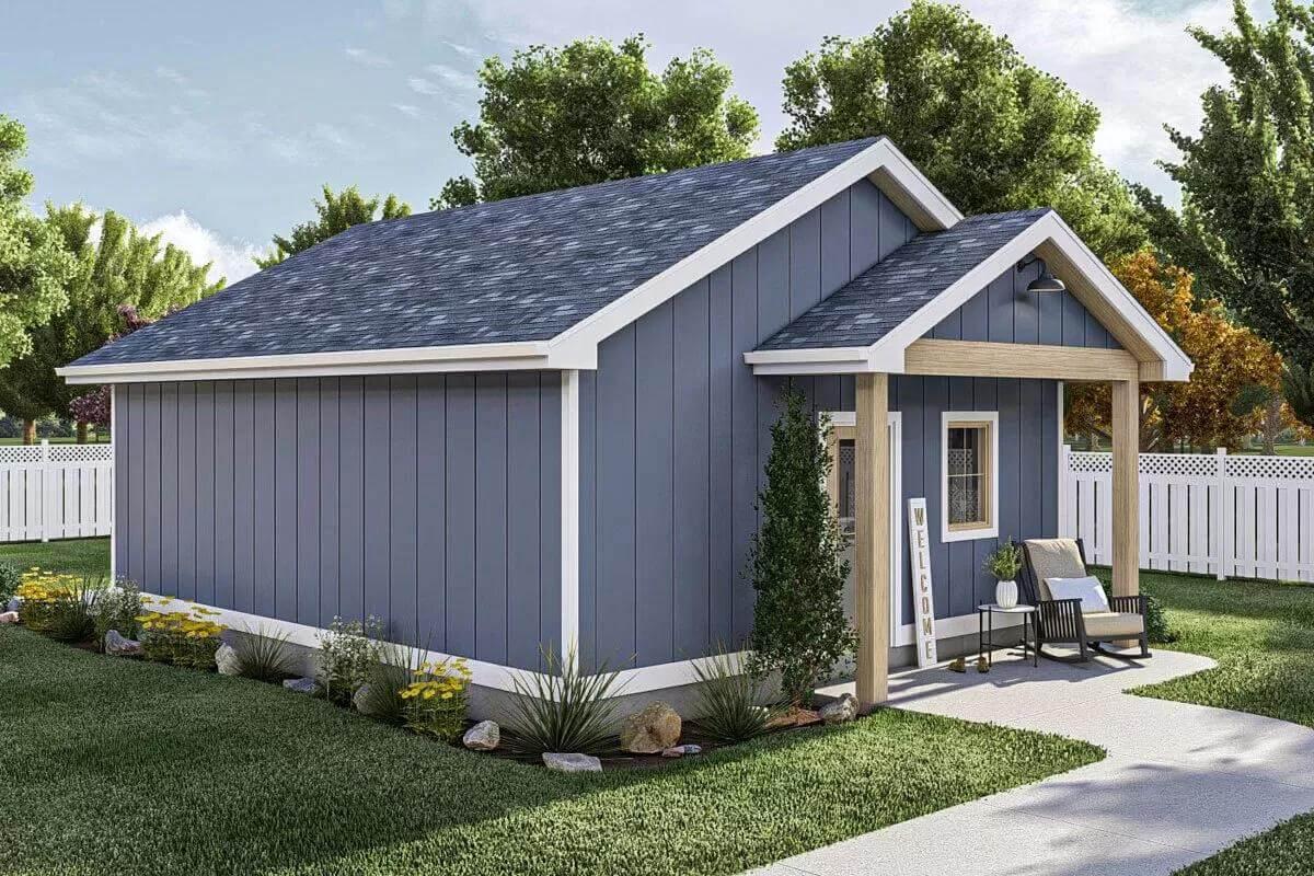 Charming Blue Craftsman with Simple Landscaping
