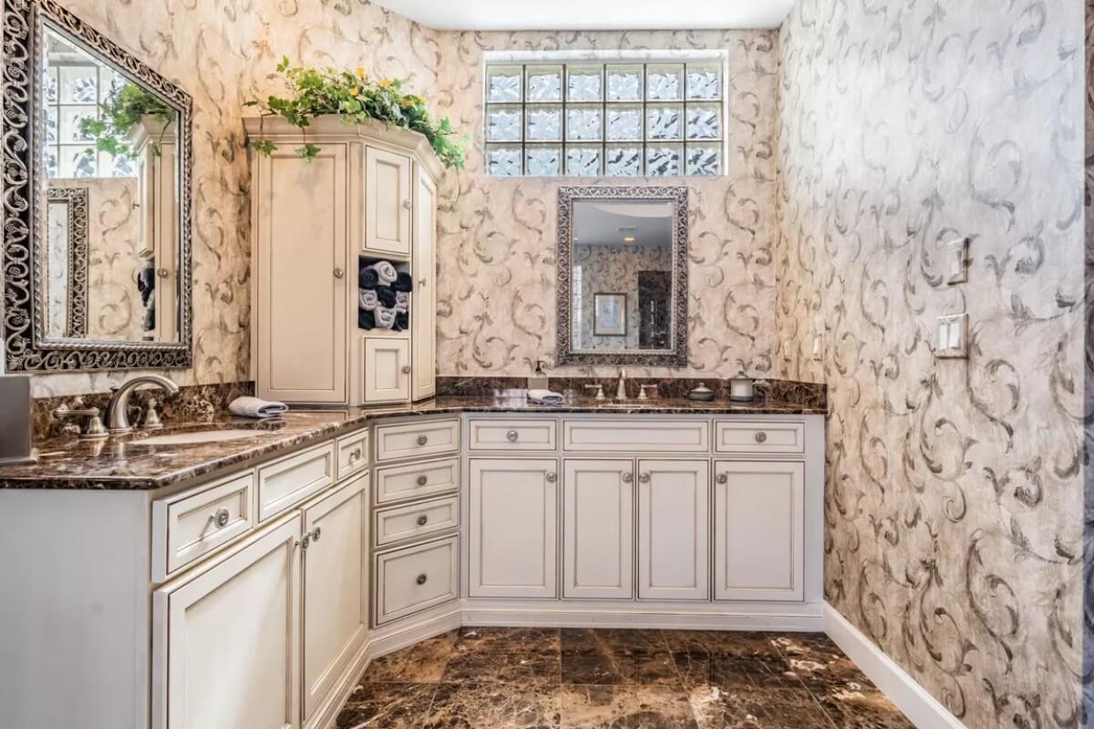 Intricate Bathroom Cabinetry Blending Function and Style