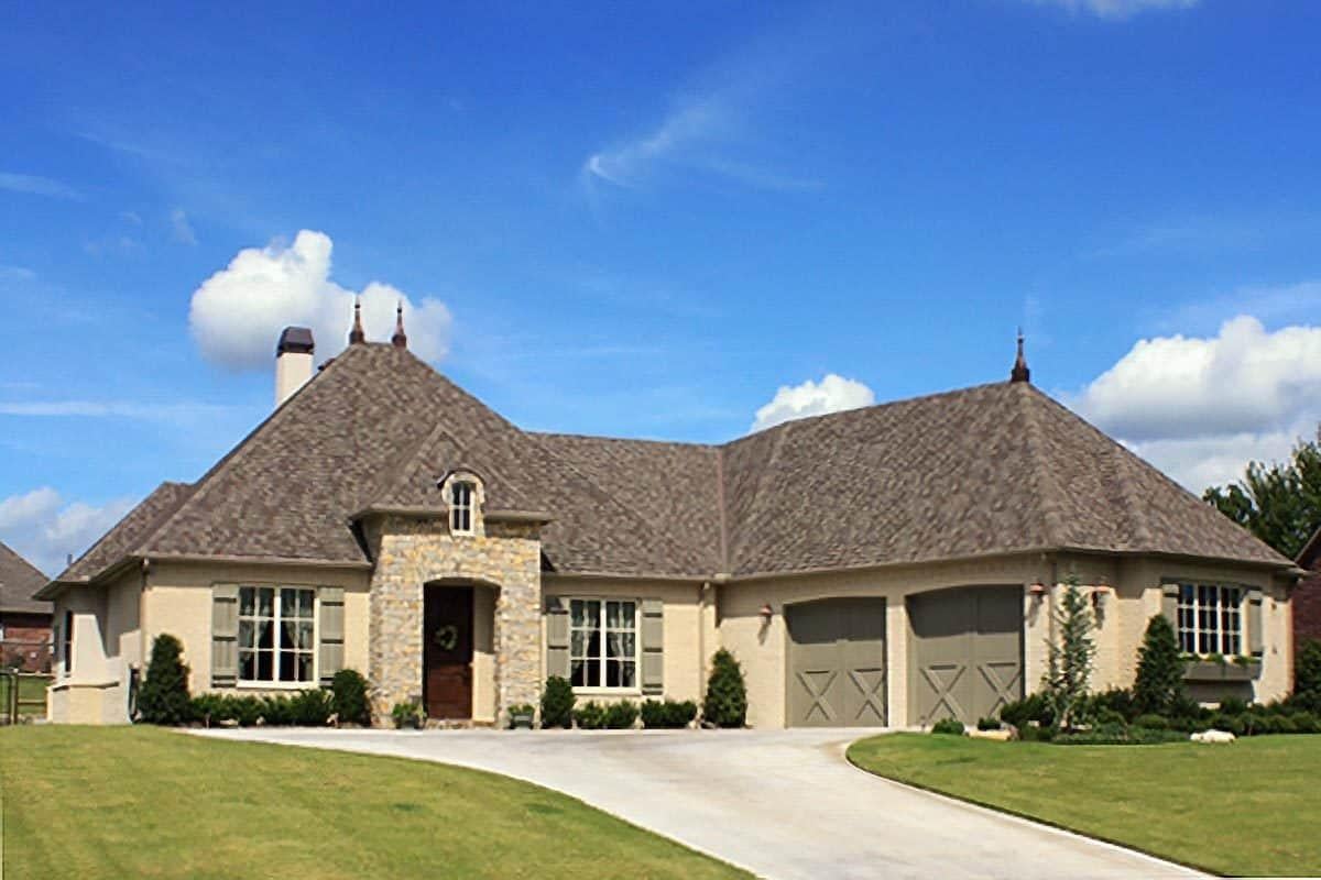 Wow, Look at the Stone Accents on This Charming French Country Home