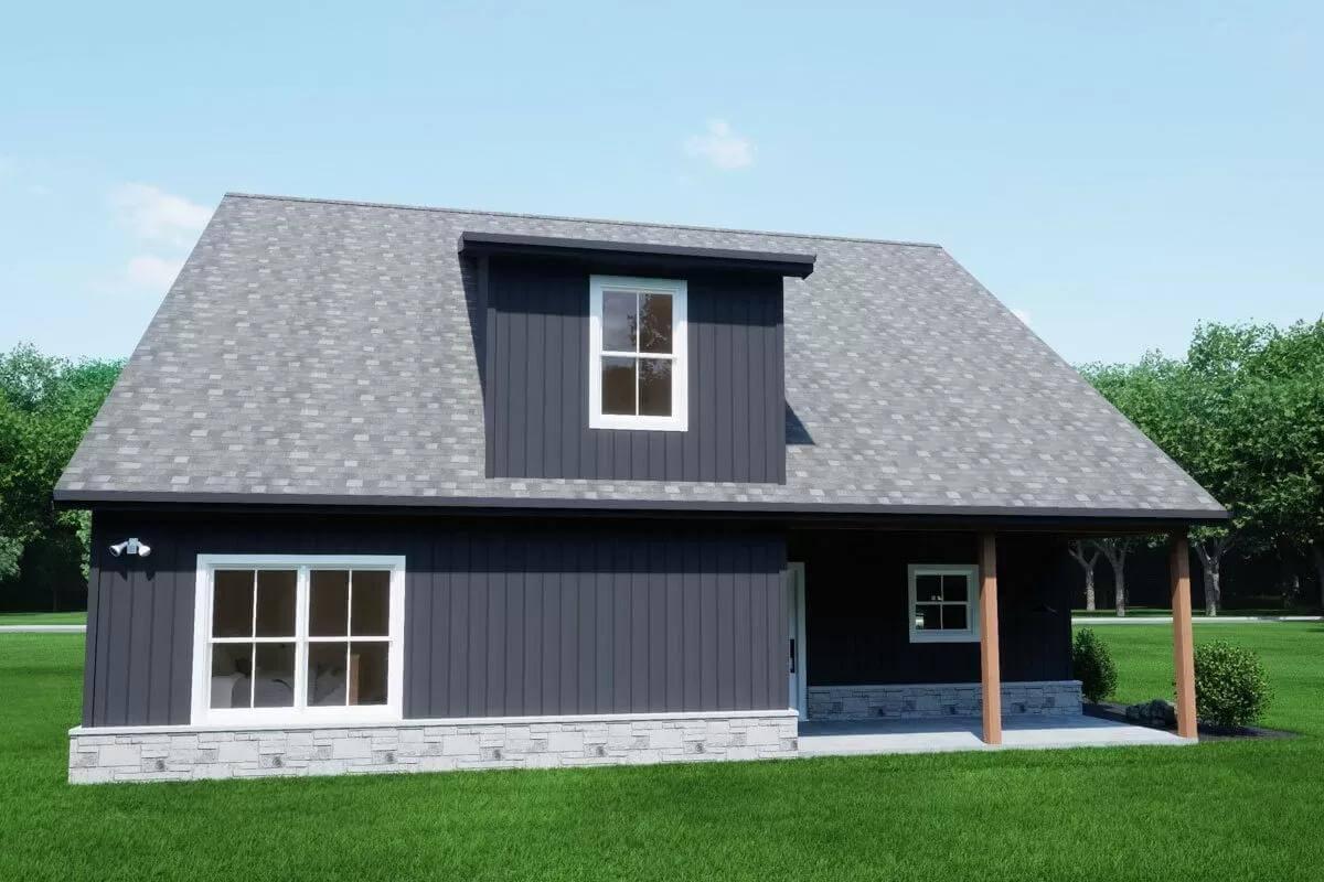 Craftsman Black Facade with Dormer Window Detail