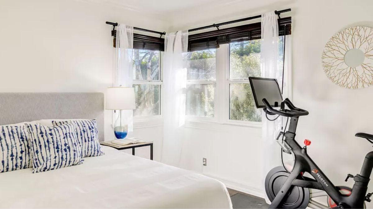 Bedroom with Exercise Nook and Sunlit Windows