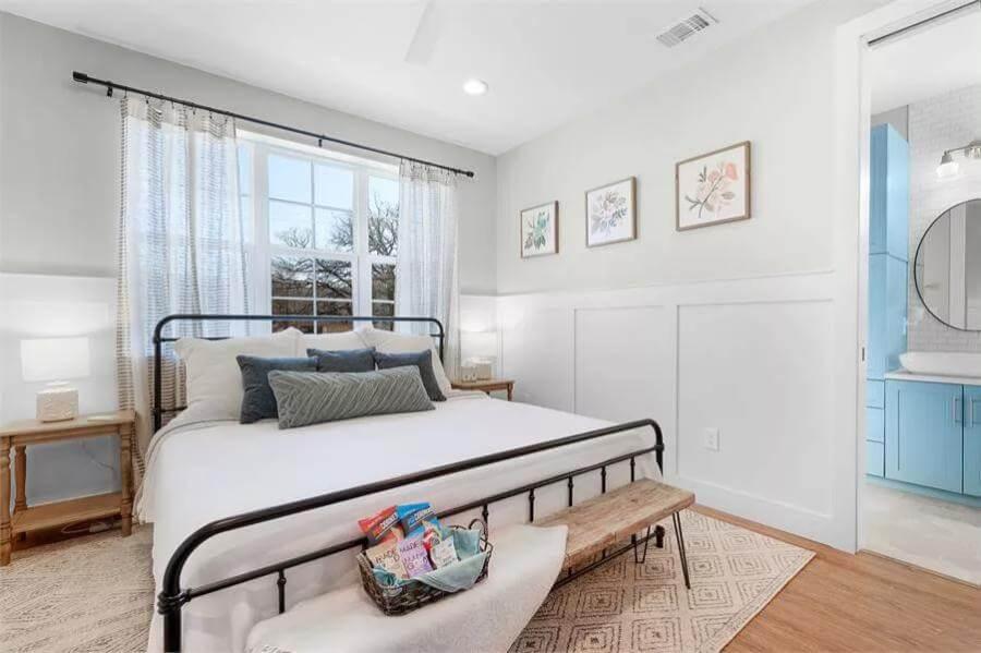 Serene Bedroom with an Inviting Iron Bed Frame