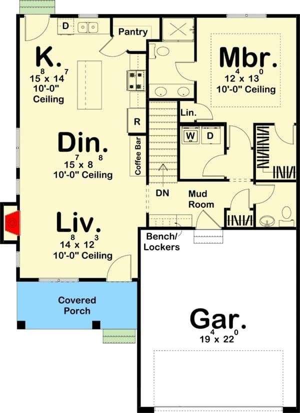 Explore This Open-Concept Floor Plan with a Handy Coffee Bar