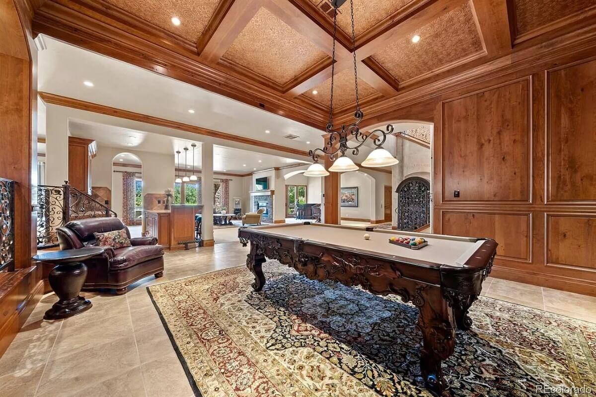 Notice the Intricate Woodwork in This Elegant Billiard Room