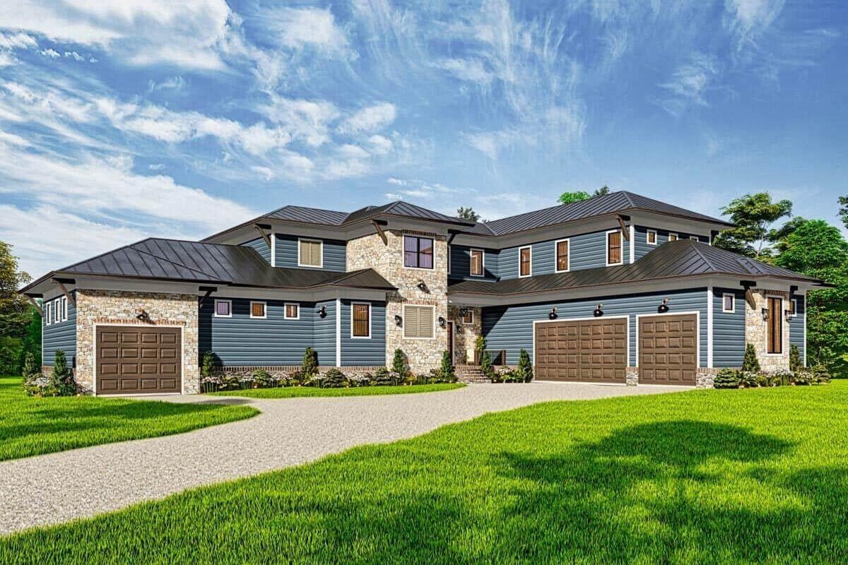 Check Out the Striking Stone Facade on This Modern Home