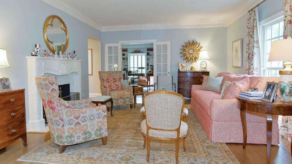 Floral Armchairs Add a Splash in This Vintage-Inspired Living Room