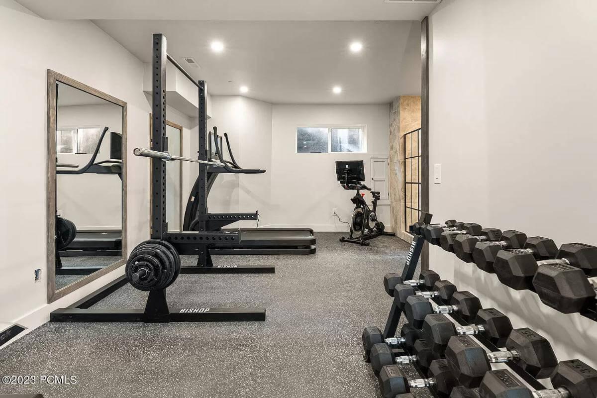 Functional Home Gym with Free Weights and Treadmill