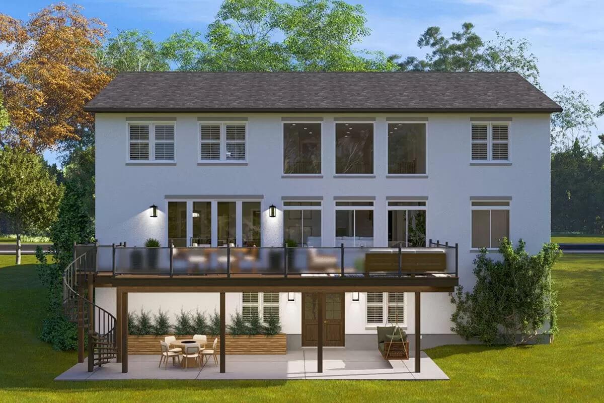 Modern Rear View with Expansive Two-Level Outdoor Space