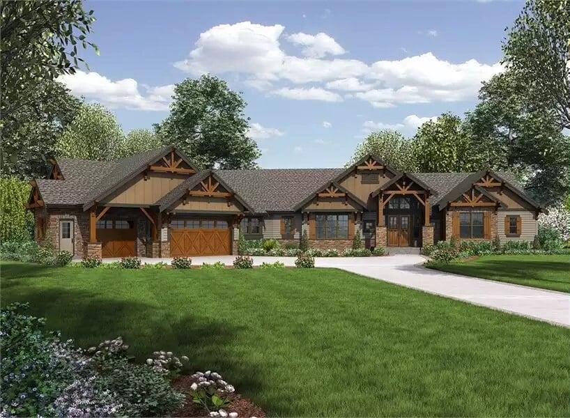 Explore the Timber Accents on This Craftsman Ranch Home