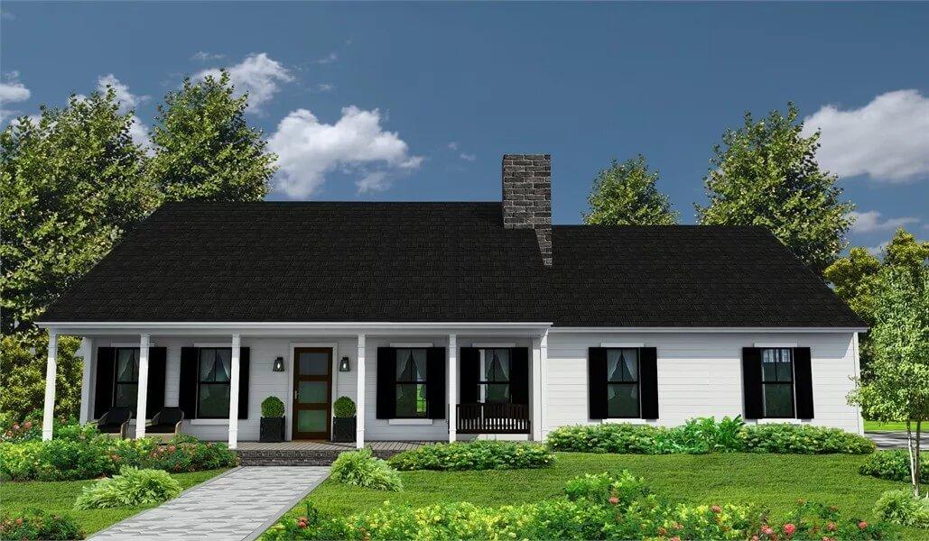 Wow, Look at That Expansive Front Porch on This Ranch-Style Home