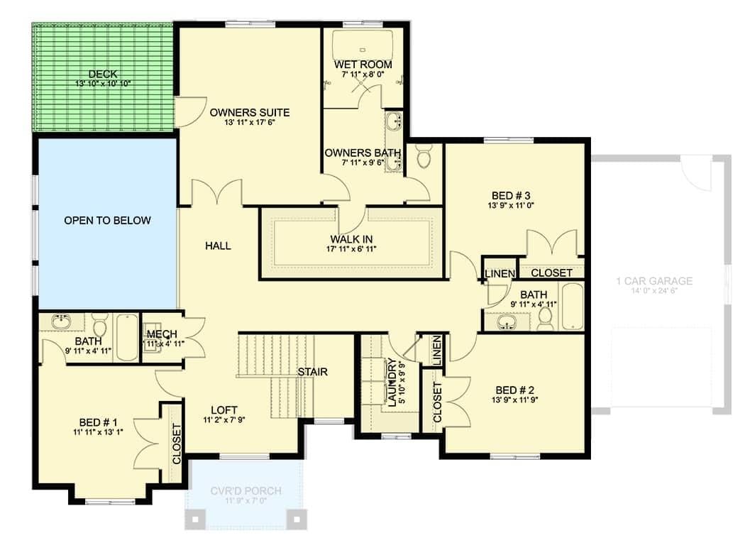 Craftsman Style Upper Floor with Loft and Practical Laundry Setup