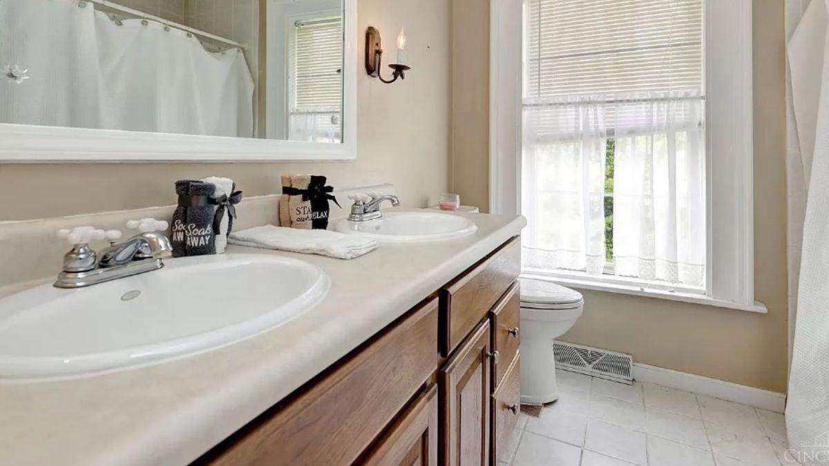 Double Vanity Charm in a Cozy Bathroom