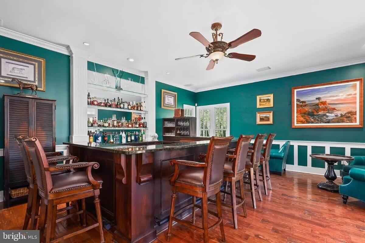 Classic Home Bar with Rich Woodwork and Elegant Details