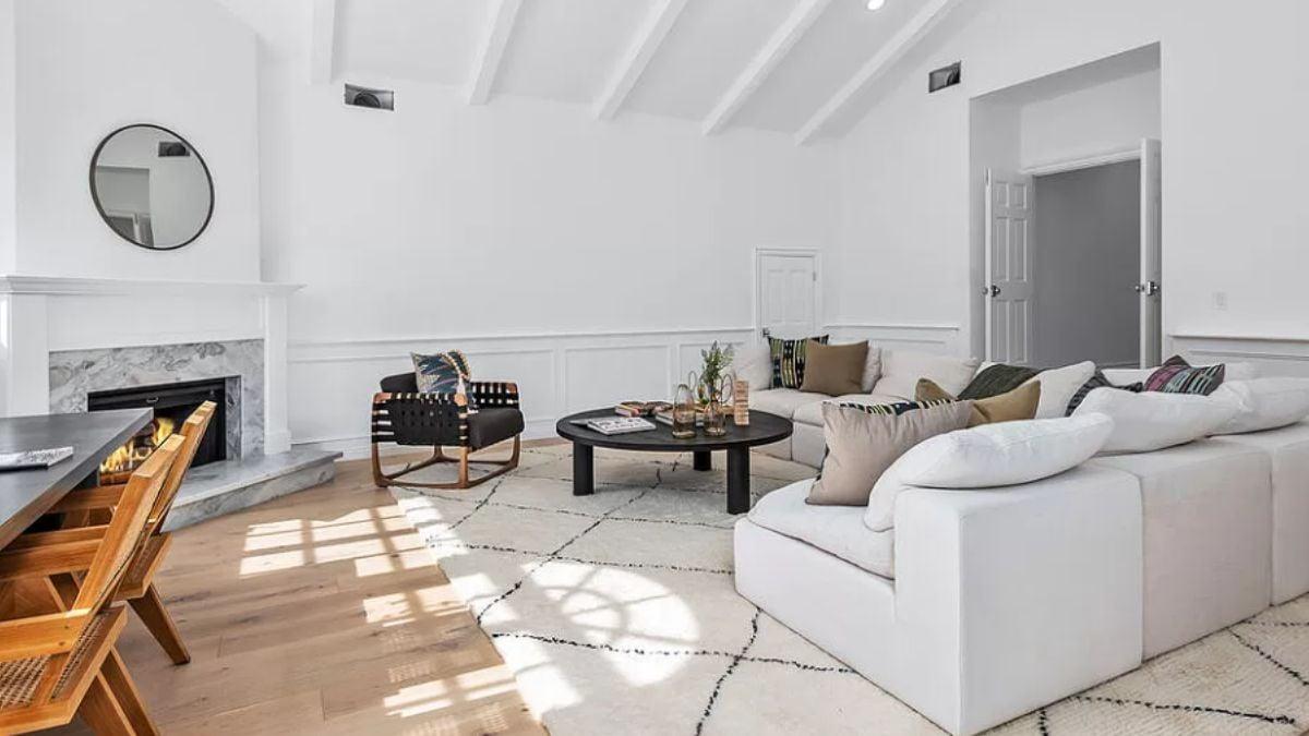 Look at Those Vaulted Ceilings in This Serene Living Space