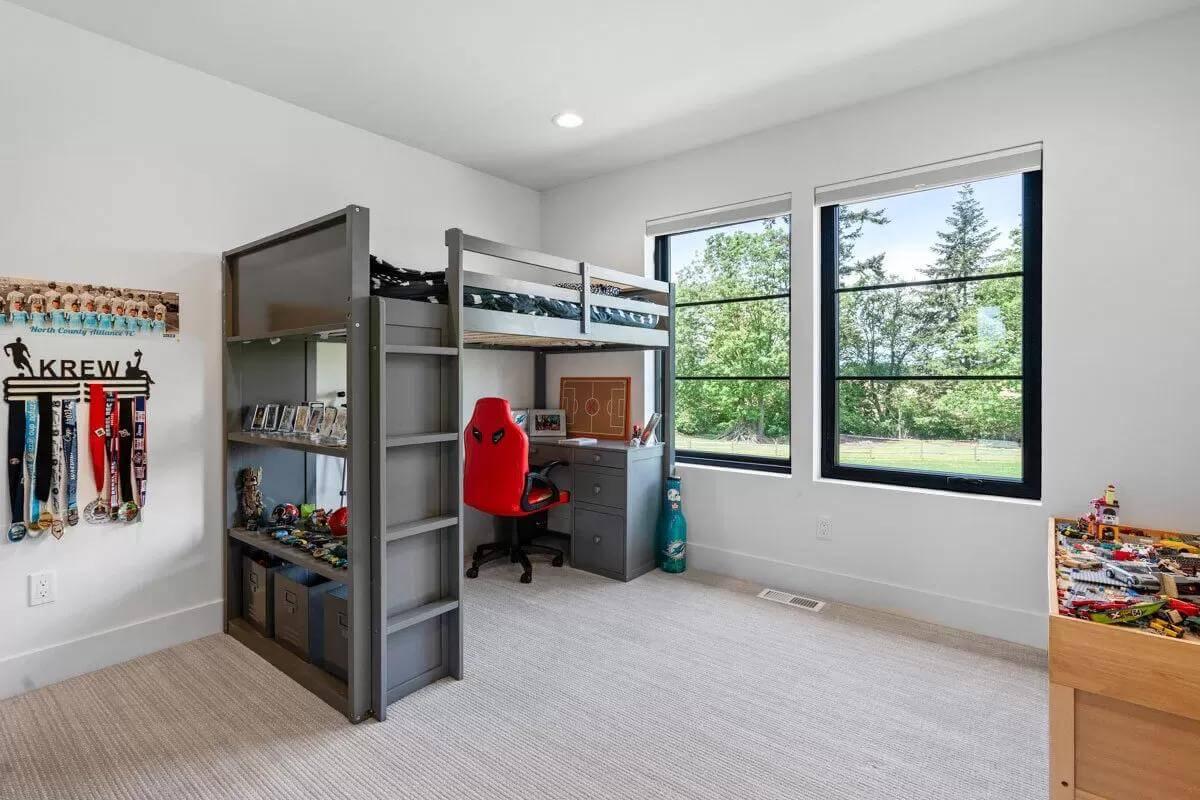 Smart Loft Bed Setup with a Bright Desk Underneath