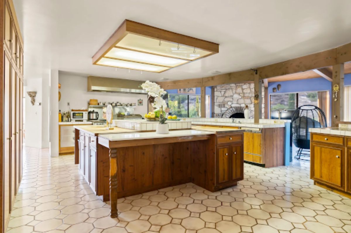 Large kitchen space with an oversized island in the center.